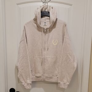 PINK Victoria's Secret Full Zip Biege Hoodie Size XXL